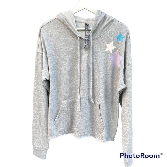 Wildfox Star Cropped Hoodie Sweatshirt Grey Large - Picture 3 of 8